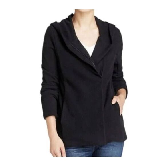 STANDARD JAMES PERSE black  HOOD ZIP FRONT SWEATSHIRT STRETCH jacket sz 2 (Mediu - Picture 1 of 6